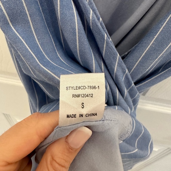 Cotton Candy LA Blue and White Striped Top - Picture 6 of 7